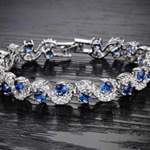 Royal Blue Crystal Silver Plated Bracelet | Aesthetic Look for Women